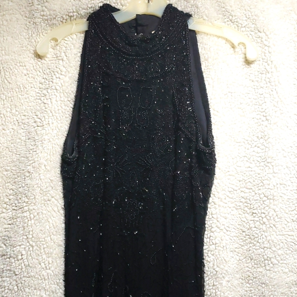 Long black beaded dress or gown